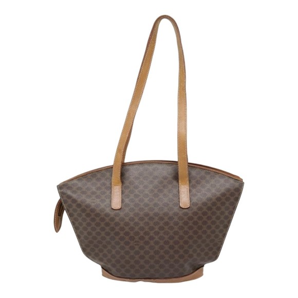 CELINE Macadam Canvas Shoulder Bag PVC Leather Brown Auth 92566 - Picture 2 of 16